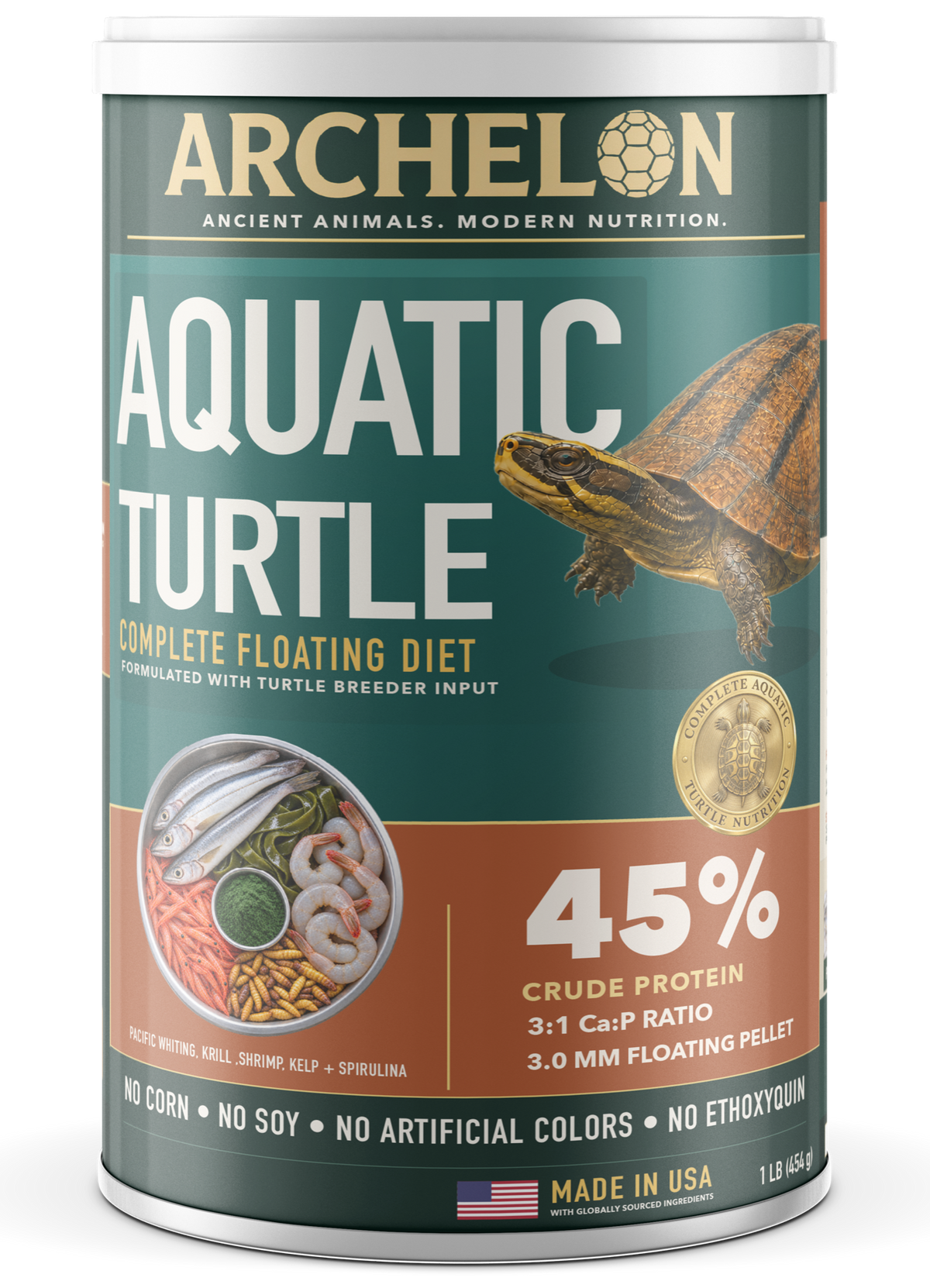 Archelon Aquatic Turtle Nutrition 1 lb canister